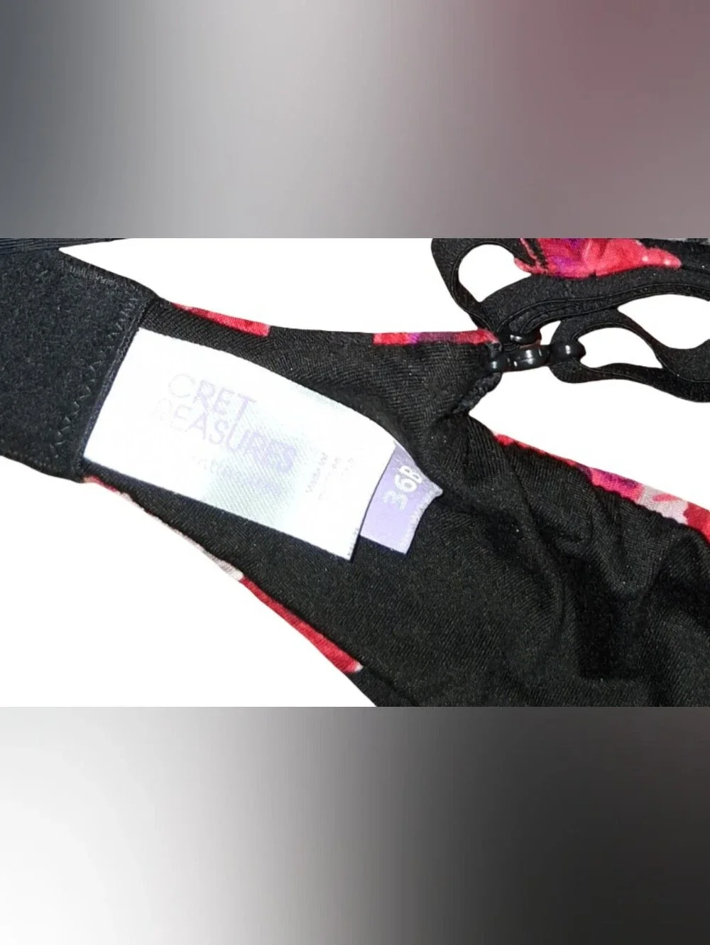 Clothes: Womens Secret Treasues Black Floral Bra 36B NWOT